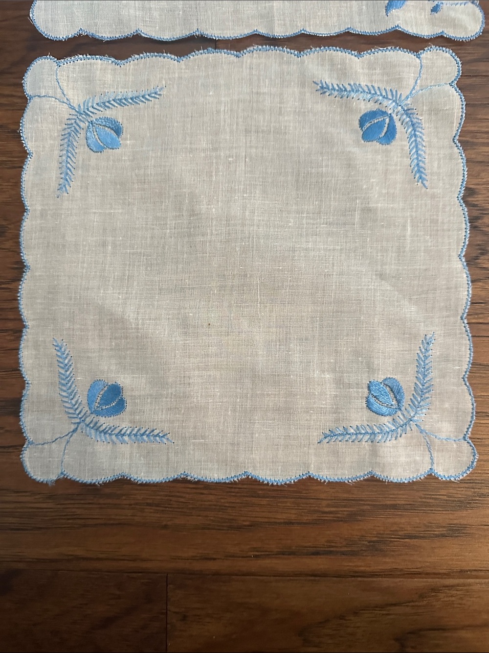 Embroidered Blue Floral hankies - Picture 2 of 6
